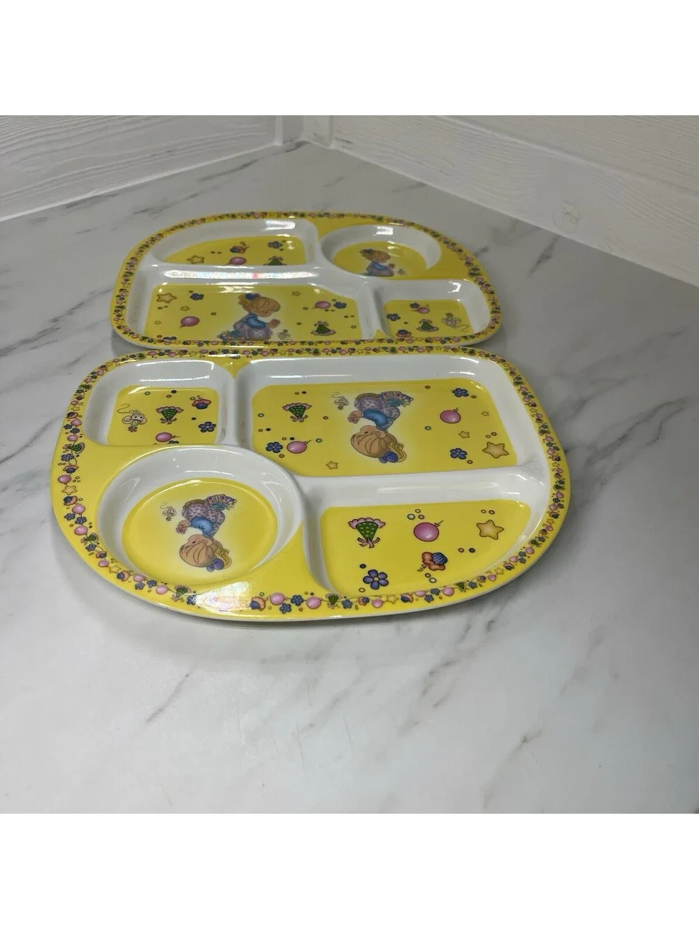 2x Precious Moments Girl Balloons Party Vintage Childrens Kids Divided Plate NEW